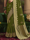 Olive Green Banarasi Silk Saree