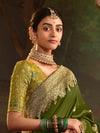 Olive Green Banarasi Silk Saree