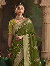 Olive Green Banarasi Silk Saree