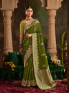 Olive Green Banarasi Silk Saree