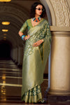 Olive Green Banarasi Tissue Silk Saree