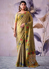 Olive Green Banarasi Tissue Silk Saree