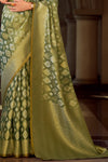 Olive Green Banarasi Tissue Silk Saree