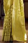 Olive Green Banarasi Tissue Silk Saree