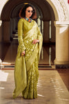 Olive Green Banarasi Tissue Silk Saree