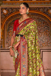 Olive Green Designer Printed Patola Silk Saree