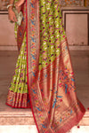 Olive Green Designer Printed Patola Silk Saree