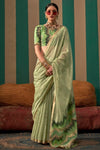 Olive Green Handloom Linen Saree