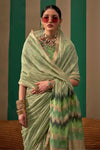 Olive Green Handloom Linen Saree