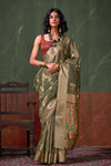 Olive Green Paithani Tissue Silk Saree