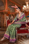 Olive Green Printed Patola Saree