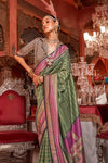 Olive Green Printed Patola Saree