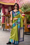 Olive Green Soft Banarasi Silk Saree