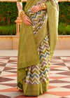 Olive Green Soft Silk Saree