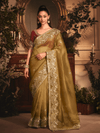 Olive Green Tissue Silk Saree