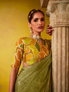 Olive Green Tissue Silk Saree