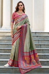 Olive Green Tissue Silk Saree