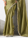 Olive Green Tissue Silk Saree