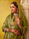 Olive Green Tissue Silk Saree