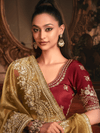 Olive Green Tissue Silk Saree
