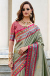 Olive Green Tissue Silk Saree