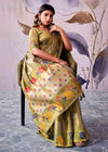 Olive Green Banarasi Tissue Silk Saree