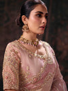 Onion Pink Embroidered Designer Tissue Silk Saree, blouse close-up