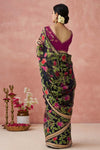 Onyx Black Brasso Organza Printed Saree