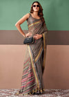 Taupe Grey Woven Designer Cotton Saree