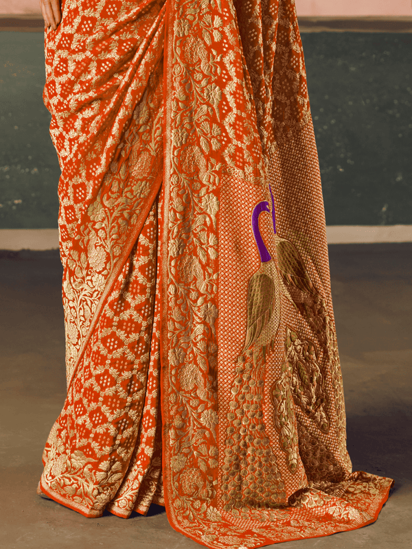 Orange Bandhani Patola Silk Saree