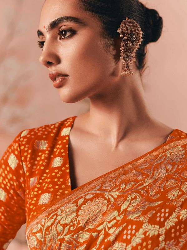 Orange Bandhani Patola Silk Saree