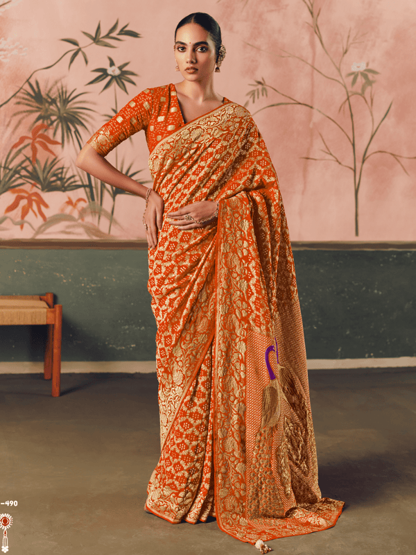 Orange Bandhani Patola Silk Saree