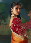 Orange Designer Silk Saree with Floral Embroidery Border