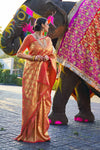 Orange Gold Kanjivaram Silk Saree