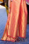 Orange Gold Kanjivaram Silk Saree