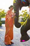 Orange Gold Kanjivaram Silk Saree