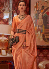 Orange Peach Dual Tone Woven Kanjivaram Silk Saree