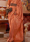 Orange Peach Dual Tone Woven Kanjivaram Silk Saree