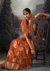 Orange Woven Banarasi Organza Silk Saree