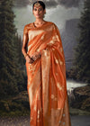 Orange Woven Banarasi Organza Silk Saree