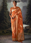 Orange Woven Banarasi Organza Silk Saree