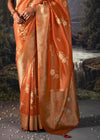 Orange Woven Banarasi Organza Silk Saree