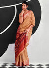 Apricot Orange Woven Designer Linen Cotton Saree