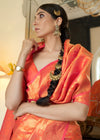 Orange Zari Woven Kanjivaram Saree