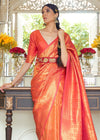 Orange Zari Woven Kanjivaram Saree