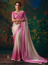 Orchid Pink Embroidered Designer Satin Silk Saree