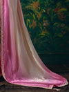 Orchid Pink Embroidered Designer Satin Silk Saree, pallu detail