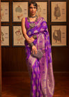 Orchid Purple Woven Banarasi Soft Silk Saree