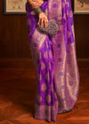 Orchid Purple Woven Banarasi Soft Silk Saree