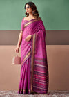 Orchid Purple Woven Designer Cotton Saree